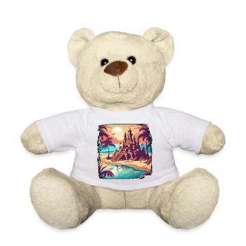 Sandcastle / Building / Playing / Castle / Holiday - Teddy Bear - white - Front