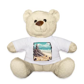 Sandcastle / Building / Playing / Castle / Holiday - Teddy Bear - white - Front