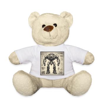 Bauplan / Sepia / Vintage / Retro / Roboter - Teddy - Weiß - Vorne