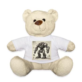 Bauplan / Sepia / Vintage / Retro / Roboter - Teddy - Weiß - Vorne