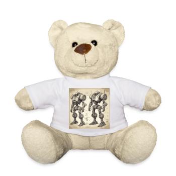 Plan / Sépia / Vintage / Rétro / Robot - Nounours - blanc - Devant