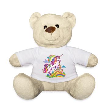 Einhorn Regenbogen Schloss Bunt Magie Fantasie - Teddy - Weiß - Vorne