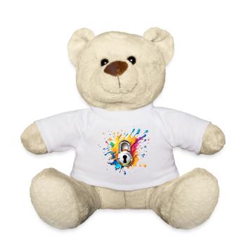 Serrure d’épaule / Clé / Serrure de coeur / Motif - Nounours - blanc - Devant