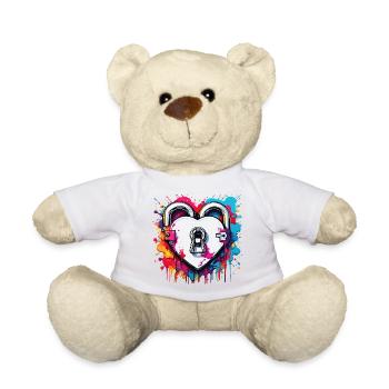 Serrure d’épaule / Clé / Serrure de coeur / Motif - Nounours - blanc - Devant