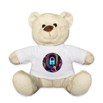 Serrure d’épaule / Clé / Serrure de coeur / Motif - Nounours - blanc - Devant
