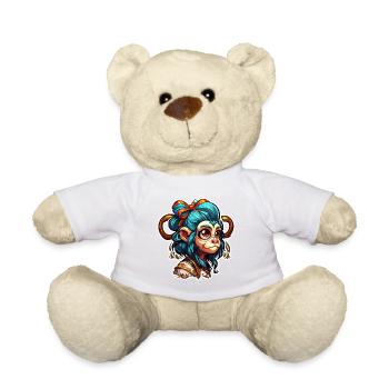 Singe mignon / Fille de singe / Mignon / noeud de cheveux - Nounours - blanc - Devant