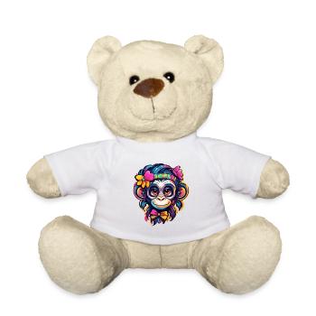Singe mignon / Fille de singe / Mignon / noeud de cheveux - Nounours - blanc - Devant