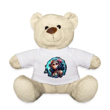 Singe mignon / Fille de singe / Mignon / noeud de cheveux - Nounours - blanc - Devant