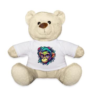 Singe mignon / Fille de singe / Mignon / noeud de cheveux - Nounours - blanc - Devant