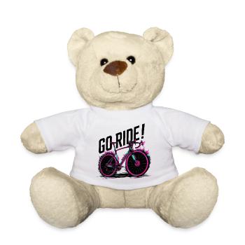 Neon Cycling Adventure Illustration - Teddy Bear - white - Front