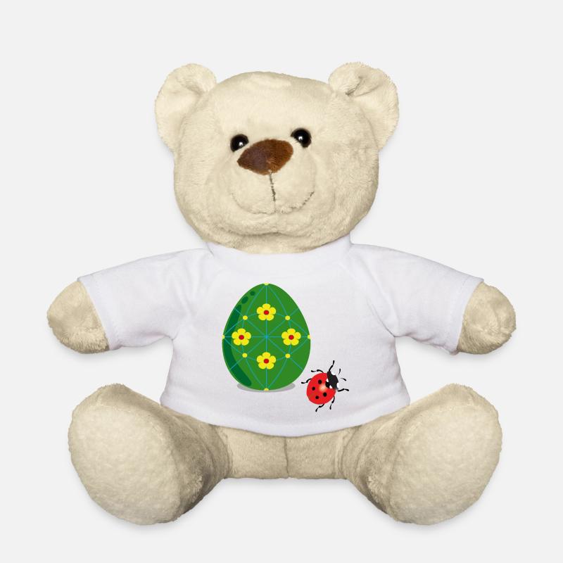 Osterei mit Marienkäfer - Teddy - Weiß