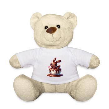 Un lapin en chocolat avec des cœurs - Nounours - blanc - Devant