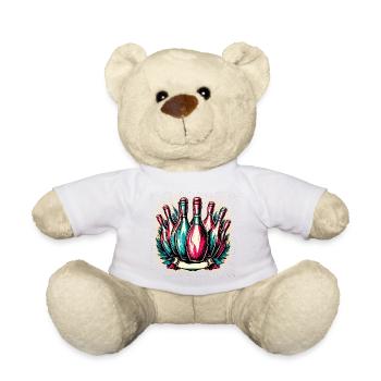Bowling / Kegeln / Bowlingbahn / Pin / Strike - Teddy - Weiß - Vorne