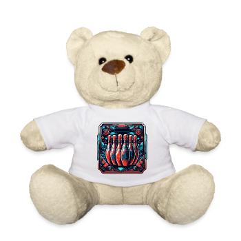 Bowling / Kegeln / Bowlingbahn / Pin / Strike - Teddy - Weiß - Vorne