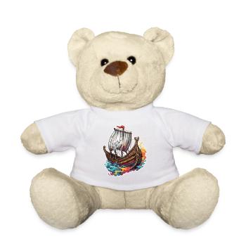 Pirate Ship / Boat / Sea / Ocean / Waves - Teddy Bear - white - Front
