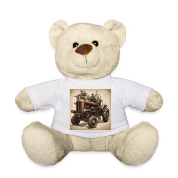Bauplan / Sepia / Vintage / Retro / Traktor - Teddy - Weiß - Vorne