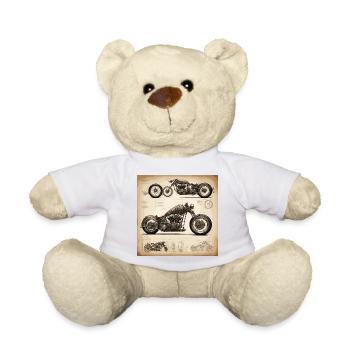 Plan / Sépia / Vintage / Rétro / Moto - Nounours - blanc - Devant