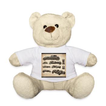 Bauplan / Sepia / Vintage / Retro / Old Timer - Teddy - Weiß - Vorne