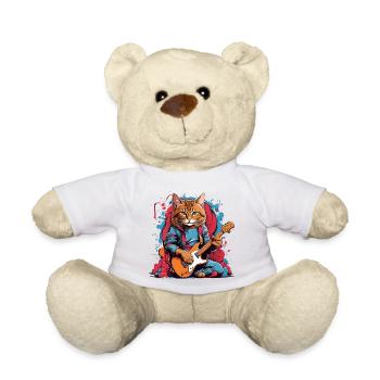 Chat avec guitare - Nounours - blanc - Devant