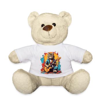 Chat avec guitare - Nounours - blanc - Devant