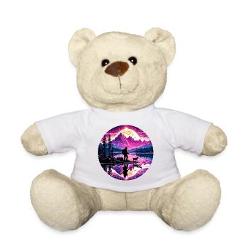 Pêcheur Siluette / Pêche / Poissons / Lac / Sport - Nounours - blanc - Devant