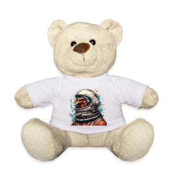 Astronaute / Espace / Animal / Coq / Vaisseau spatial - Nounours - blanc - Devant