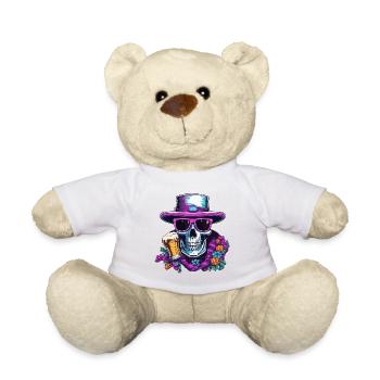 Skull / Totenkopf / Skelett / Gothic / Bier - Teddy - Weiß - Vorne