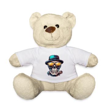 Skull / Totenkopf / Skelett / Gothic / Tattoo - Teddy - Weiß - Vorne