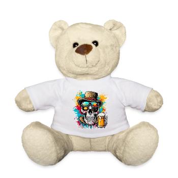 Skull / Totenkopf / Skelett / Gothic / Bier - Teddy - Weiß - Vorne