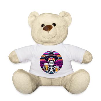 Skull / Totenkopf / Skelett / Gothic / Bier - Teddy - Weiß - Vorne