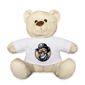 Skull / Totenkopf / Skelett / Gothic / Tattoo - Teddy - Weiß - Vorne