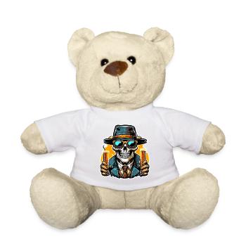 Skull / Totenkopf / Skelett / Gothic / Tattoo - Teddy - Weiß - Vorne