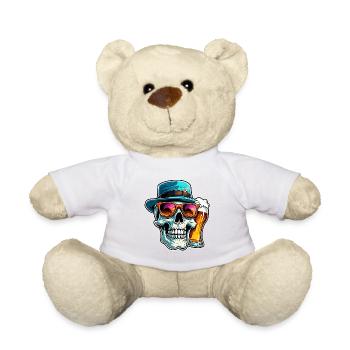 Skull / Totenkopf / Skelett / Gothic / Tattoo - Teddy - Weiß - Vorne