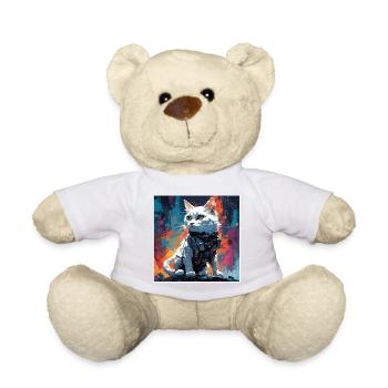 Astronaute / Espace / Animal / Chat / Vaisseau spatial - Nounours - blanc - Devant