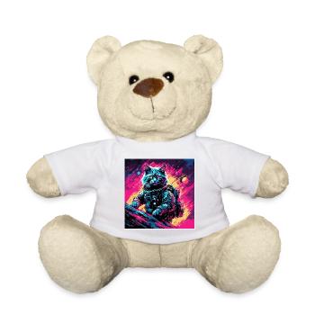 Astronaute / Espace / Chat / Coq / Vaisseau spatial - Nounours - blanc - Devant
