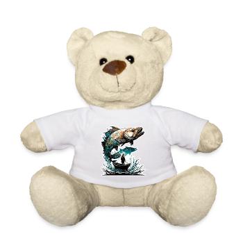Pêcheur Siluette / Pêche / Poissons / Lac / Sport - Nounours - blanc - Devant