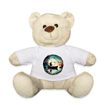 Pêcheur Siluette / Pêche / Poissons / Lac / Sport - Nounours - blanc - Devant