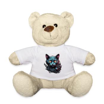 Chat cool / Drôle / Animal / Animal de compagnie / Fou - Nounours - blanc - Devant