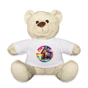 Lakeside House / Cabin / Lake / Mountains / Nature /Forest - Teddy Bear - white - Front