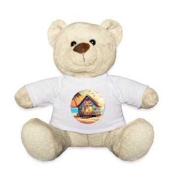 Lakeside House / Cabin / Lake / Mountains / Nature /Forest - Teddy Bear - white - Front