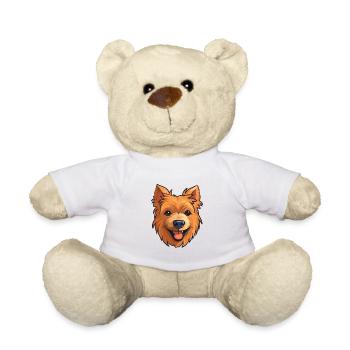 Australian Terrier Dog Breed Watercolor Cartoon Ka - Teddy Bear - white - Front