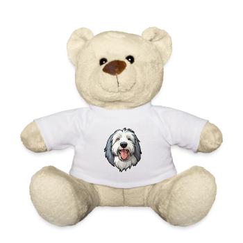Chien de berger polonais des plaines race de chien aquarelle Carto - Nounours - blanc - Devant