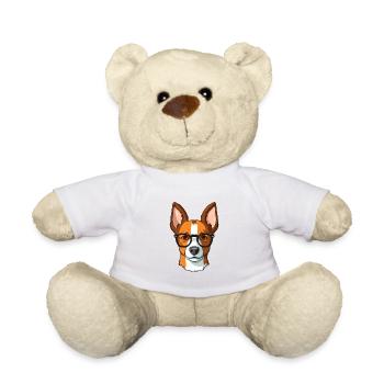 Basenji Dog Breed Watercolor Cartoon Kawaii Glasse - Teddy Bear - white - Front