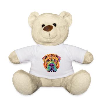 Chinese Shar Pei Dog Breed Watercolor Cartoon Kawa - Teddy Bear - white - Front