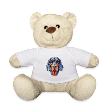 Bluetick Coonhound Dog Breed Watercolor Cartoon Ka - Teddy Bear - white - Front