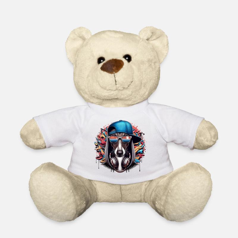 Cadeau de graffiti de chien Greyhound Gangsta - Nounours - blanc