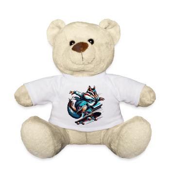 Cool chipmunk on a skateboard - Teddy Bear - white - Front