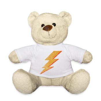 Grunge Style Rot & Gelb Blitz - Teddy - Weiß - Vorne