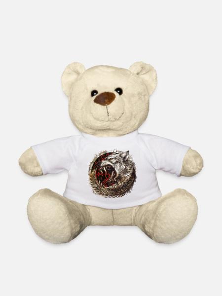 Wikinger Wolf Wölfe Odins Geri & Freki Valhalla - Teddy - Weiß
