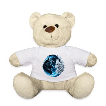Two majestic wolf heads - Teddy Bear - white - Front